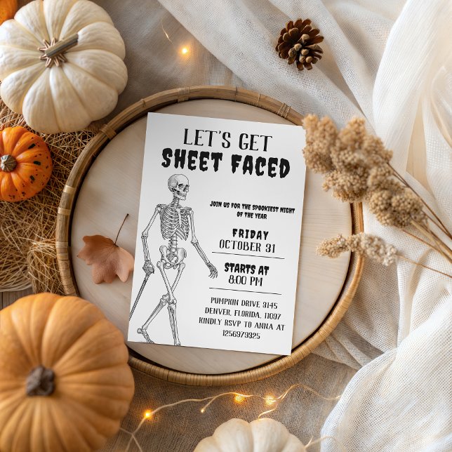 Invitation Halloween squelette Let's Get Sheet Fac (Créateur téléchargé)