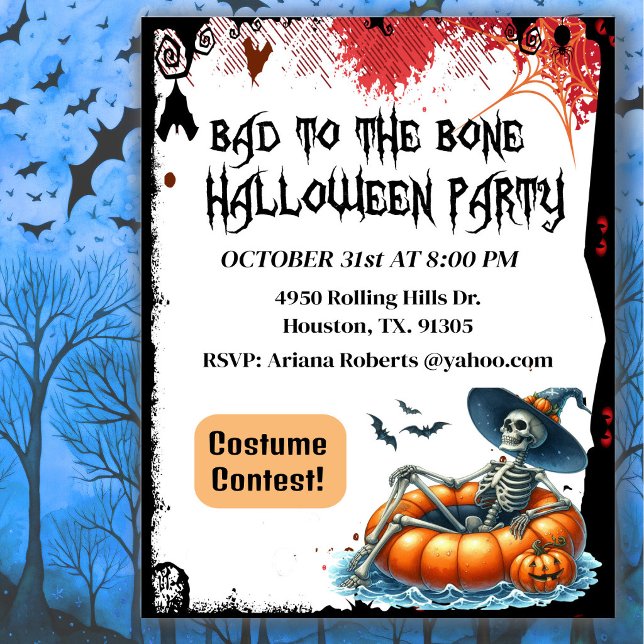 Invitation Halloween squelette sale jusqu'à l'os (Créateur téléchargé)