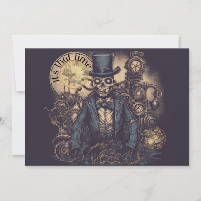 Invitation Halloween Steampunk Skeleton (Devant)