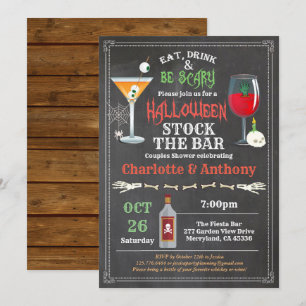 Invitation Halloween stock bar couples douche tableau noir