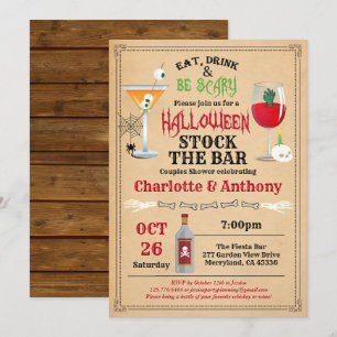 Invitation Halloween stock le bar couples douche rustique
