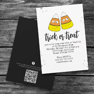 Invitation Halloween Sucreries Mignonnes Épi de Maïs Code QR