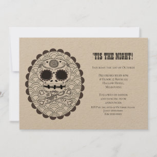 Invitation Halloween Sugar Skull n Crossbone Kraft