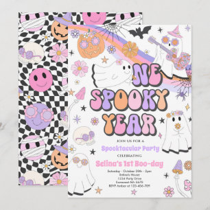 Invitation Halloween Super Cute Ghost 1er Anniversaire