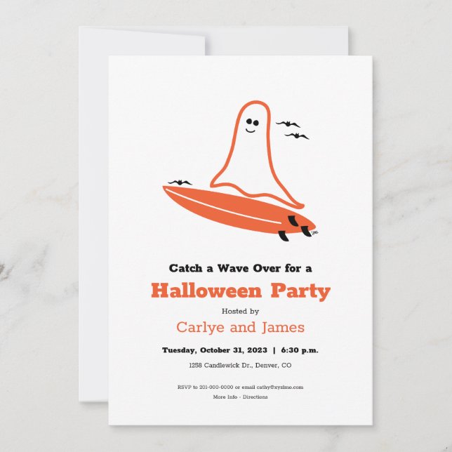Invitation Halloween Surfer Ghost (Devant)
