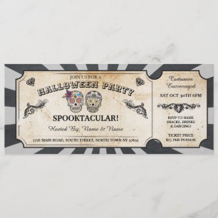 Invitation Halloween Ticket Skulet Party Scroll Événement Éff