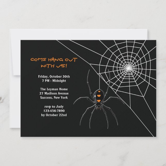 Invitation Halloween Toile d'Araignée (Devant)