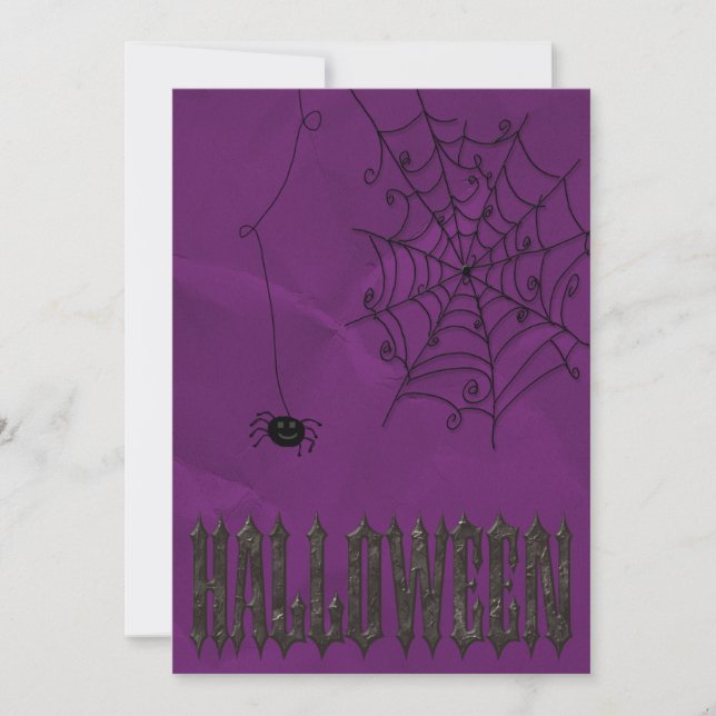 Invitation Halloween Toiles d'Araignées Sombres (Devant)