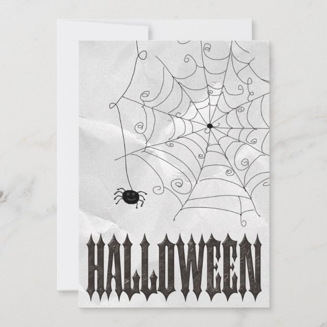 Invitation Halloween Toiles d'Araignées Sombres (Devant)