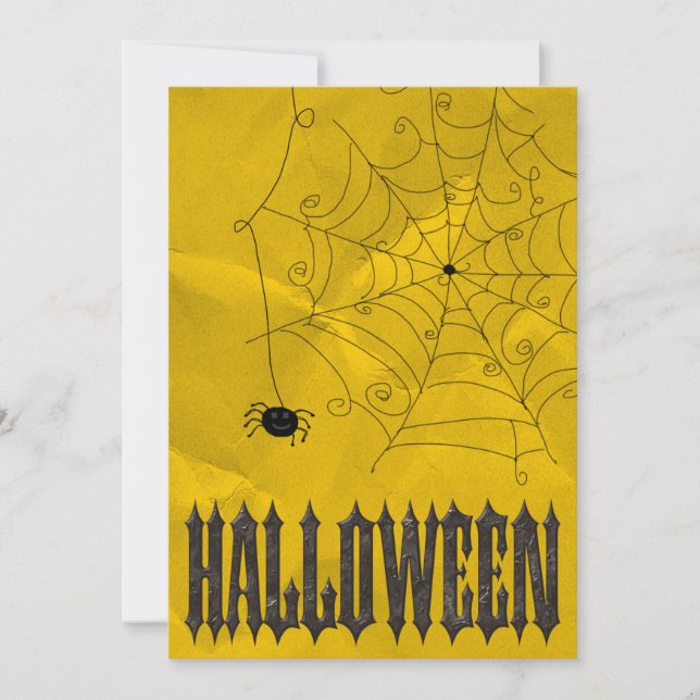 Invitation Halloween Toiles d'Araignées Sombres (Devant)