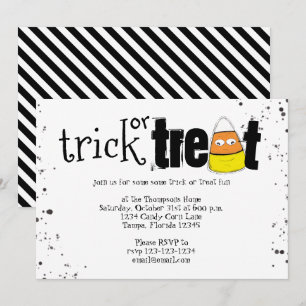 Invitation Halloween Trick Or Treat Mignon Bonbon en Forme de