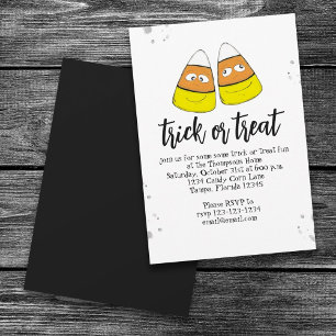 Invitation Halloween Trick Ou Treat mignon Corn de bonbons si