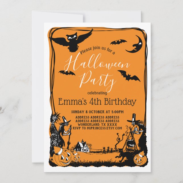 Invitation Halloween, Tricoter ou Traiter, automne, invitatio (Devant)