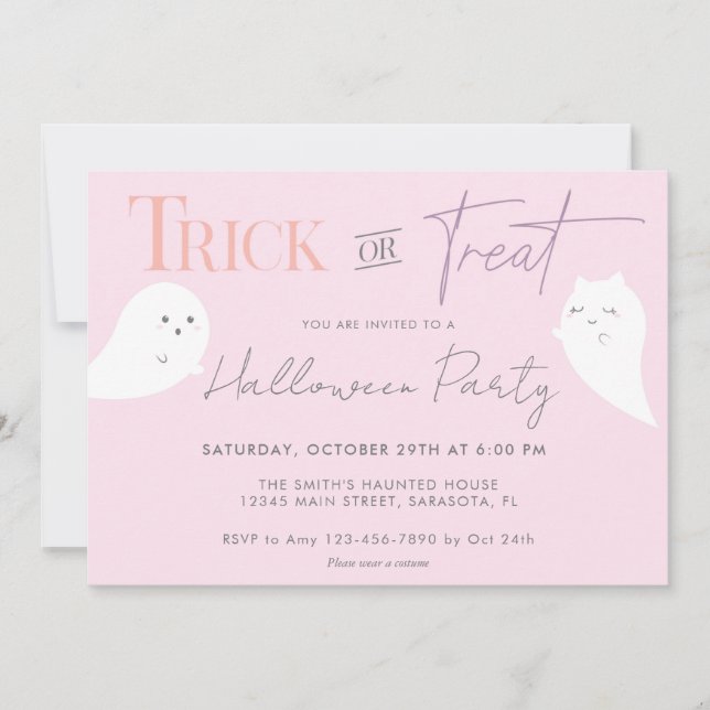 Invitation Halloween Trump ou Treat Ghost (Devant)