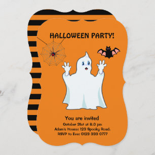 Invitation Halloween Trumpy Ghost, Spider & Bat