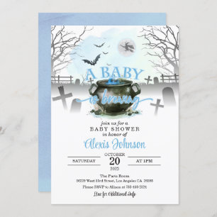 Invitation Halloween Un bébé brasse Baby shower bleu