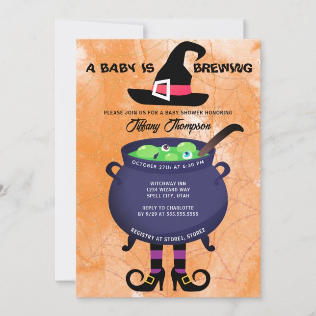 Invitation Halloween Un bébé brasse du Baby shower (Devant)