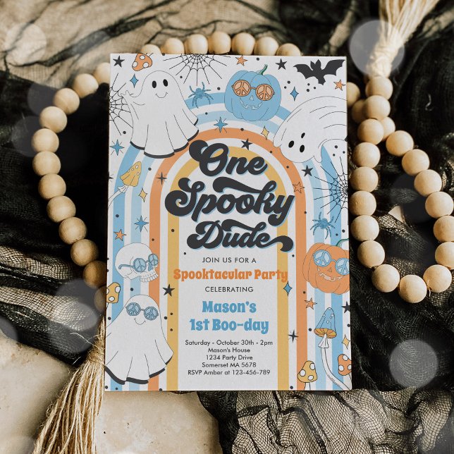 Invitation Halloween Un Éffrayant Dude Fantôme 1er Anniversai (Créateur téléchargé)
