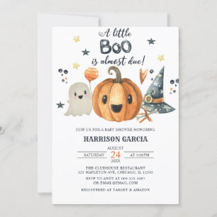 Invitation Halloween Un Petit Baby shower Citrouille Boo