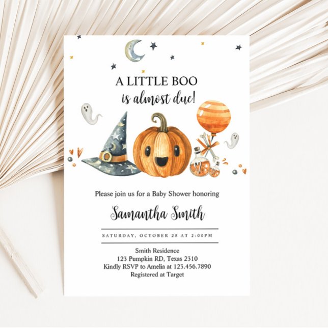 Invitation Halloween Un Petit Baby shower Citrouille Boo (A Little Boo is Almost Due Baby Shower Invitation)