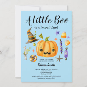 Invitation Halloween Un Petit Boo Citrouille Baby shower garç