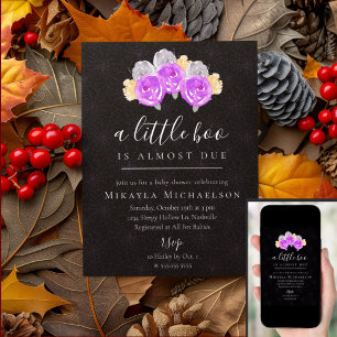 Invitation Halloween Un Petit Boo Vintage Baby shower Floral