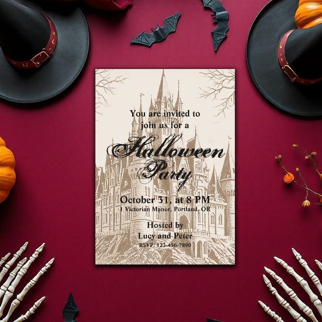 Invitation Halloween victorien Vintage gothique effrayant (Victorian Vintage Gothic Scary Halloween Invitation)