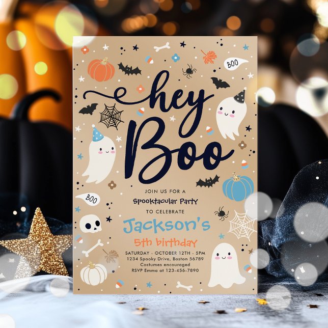 Invitation Halloween Vintage bleu fantôme Anniversaire Spookt (Créateur téléchargé)