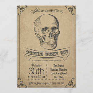 Invitation Halloween Vintage crâne