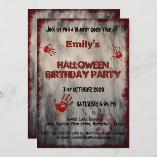 Invitation Halloween Vintage des mains de sang