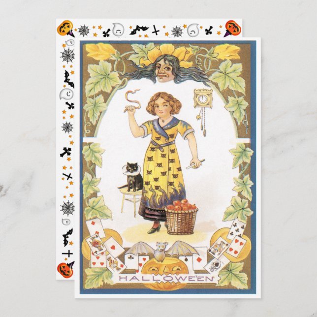 Invitation Halloween vintage Fun Halloween (Devant / Derrière)