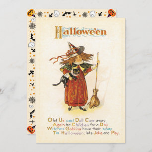 Invitation Halloween vintage Fun Little Witch
