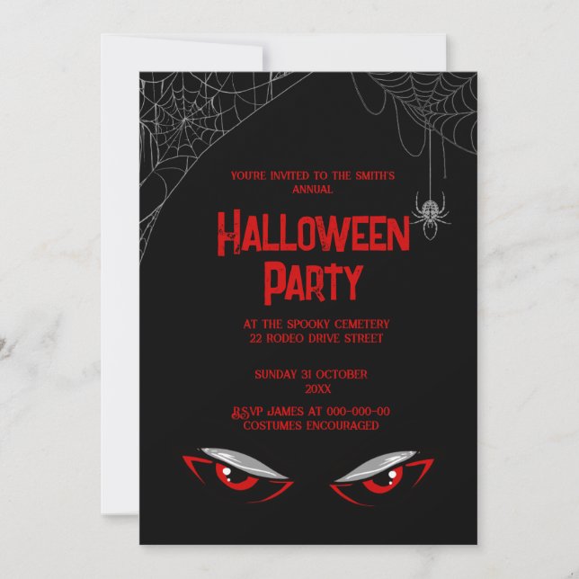 Invitation halloween vintage gothique (Devant)