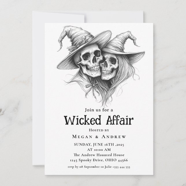 Invitation Halloween Vintage Gothique Skull Invit (Devant)