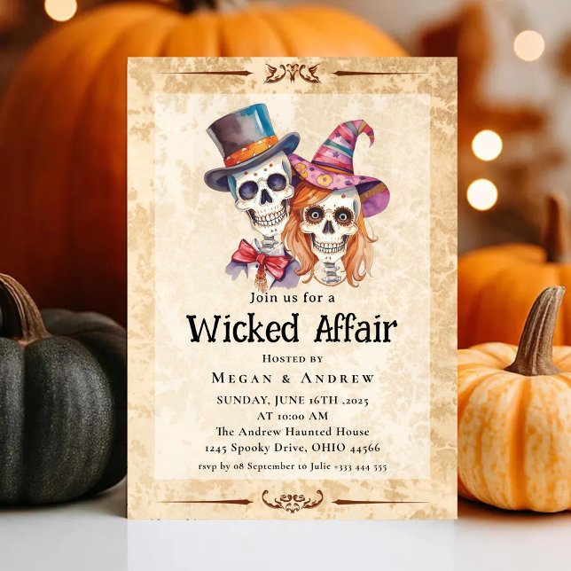 Invitation Halloween Vintage Gothique Skull Invit (Créateur téléchargé)