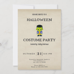 Invitation Halloween Vintage monstre du mignon Frankenstein