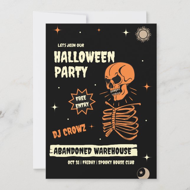 Invitation Halloween vintage, Nuit d'Halloween  (Devant)