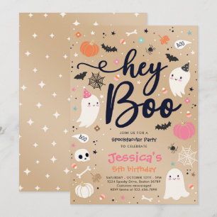 Invitation Halloween Vintage rose Fantôme Anniversaire Spookt