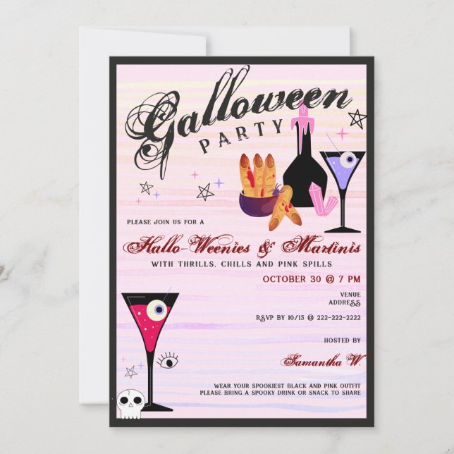 Invitation Halloween Weenies & Martinis Spooky Ghoul Night (Devant)