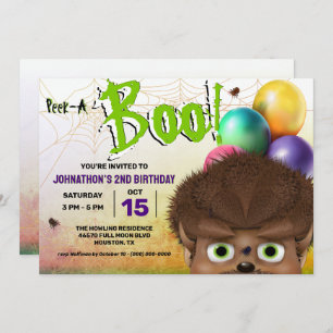 Invitation Halloween Werewolf Peek A Boo