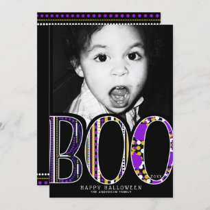 Invitation Halloween Whimsical Boo Type Purple Orange Photo