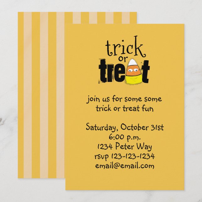 Invitation Halloween Whimsical Candy Corn Funny mignonne (Devant / Derrière)