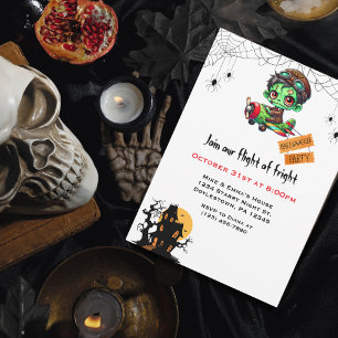 Invitation Halloween Whimsical Zombie Pilote Avion Enfants Ha