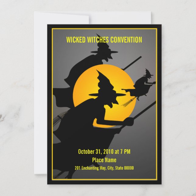 Invitation Halloween Wicked Witches Convention Funny Party (Devant)