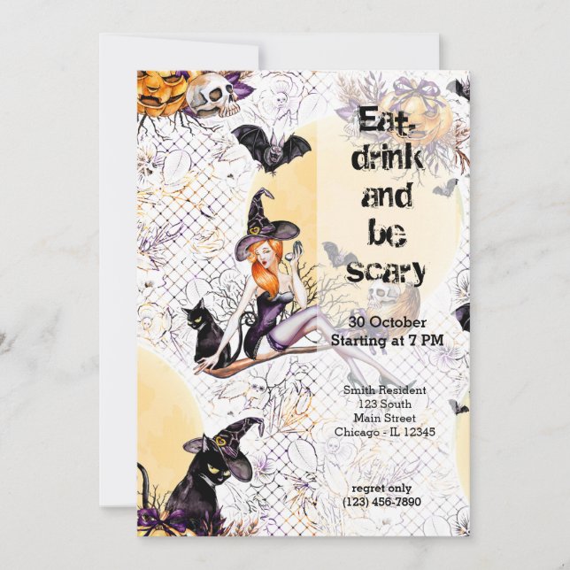 Invitation Halloween Witch (Devant)