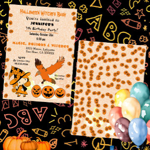 Invitation Halloween Witch Bash Jack-o'-lantern fête d'annive