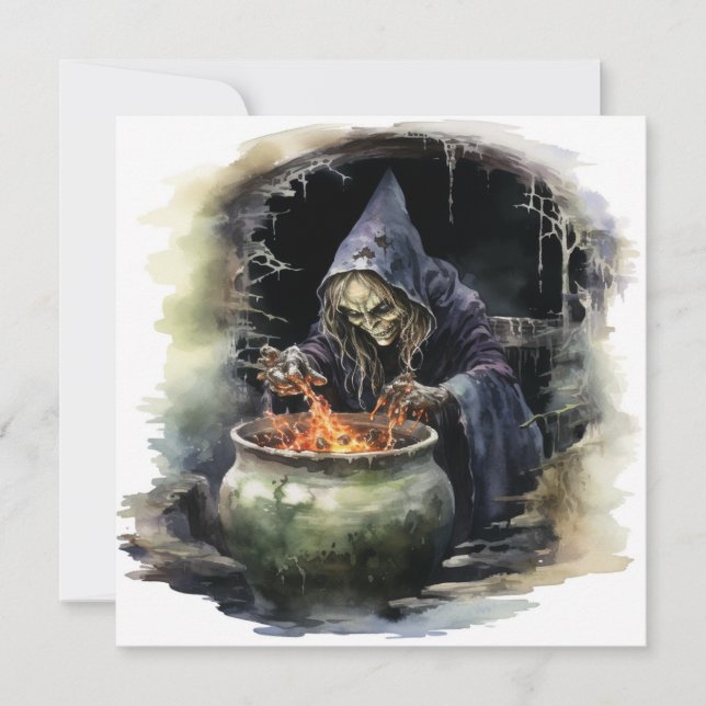 Invitation Halloween "Witch & Whiskey Whirl" (Devant)