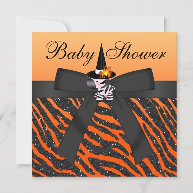 Invitation Halloween Zebra & Baby shower Poster de animal (Devant)