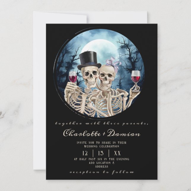 Invitation Hallowen Gothic Skuls Tarot Le Mariage des amoureu (Devant)