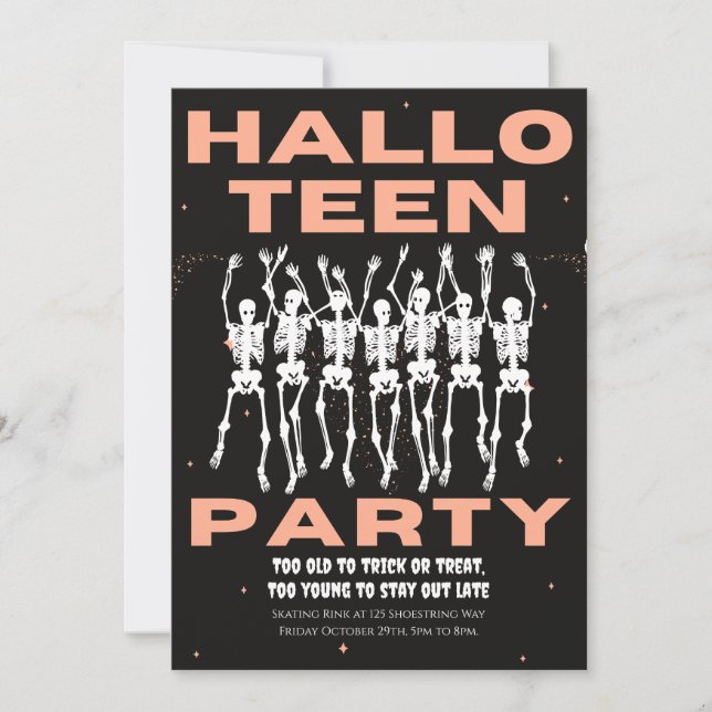 Invitation HallowTeen Party, Halloween Party pour Ados (Devant)
